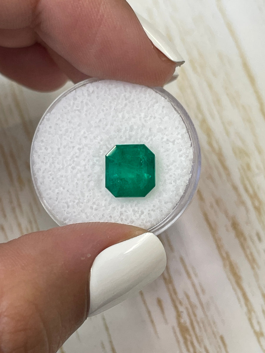 3.33 Carat 9x8.5 Vivid Muzo Colombian Emerald-Asscher Cut with Clipped Corners