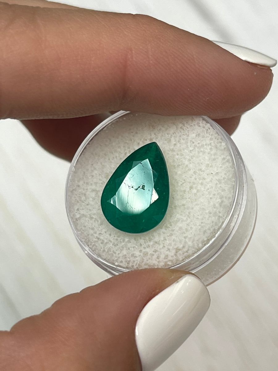 5.0 Carat Pear-Cut Colombian Emerald Gemstone - Rich Green Hue