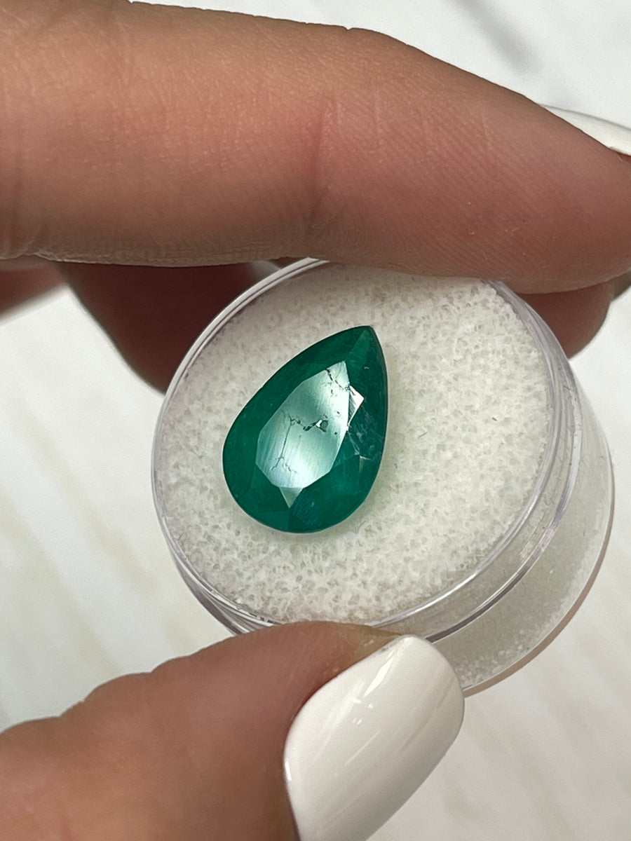 Natural Loose Colombian Emerald - Pear-Shaped, 5.0 Carat, Dark Green