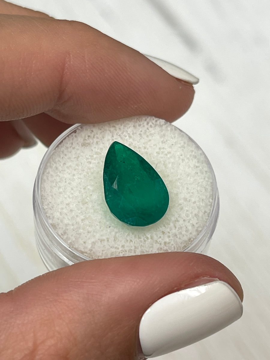 Dark Green Pear-Cut Colombian Emerald - 5.0 Carat Loose Gemstone