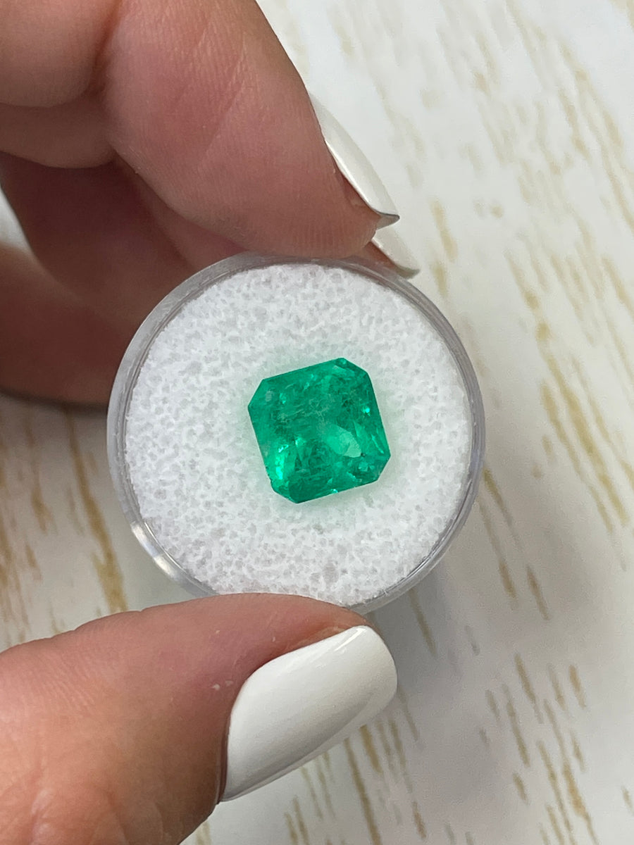 4.90 Carat 10x10 Loose Colombian Emerald-Asscher Cut with Clipped Corners