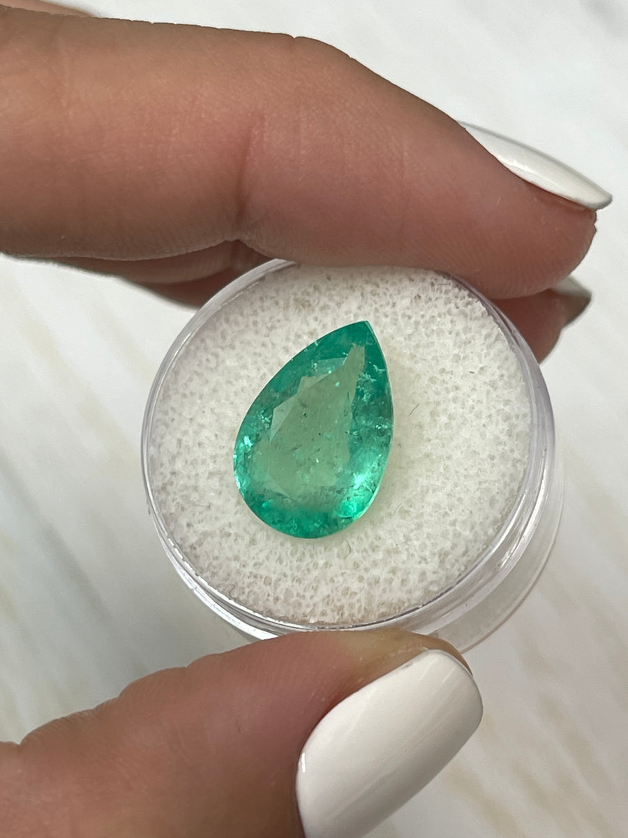 Loose Colombian Emerald - 5.52 Carat Pear Shape - Natural Light Green Hue