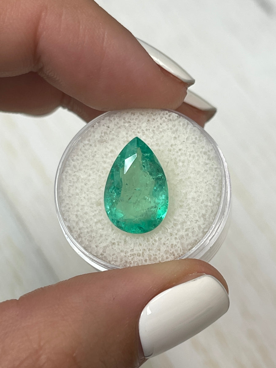 Natural Pear Cut Colombian Emerald - 5.52 Carats - Light to Medium Green