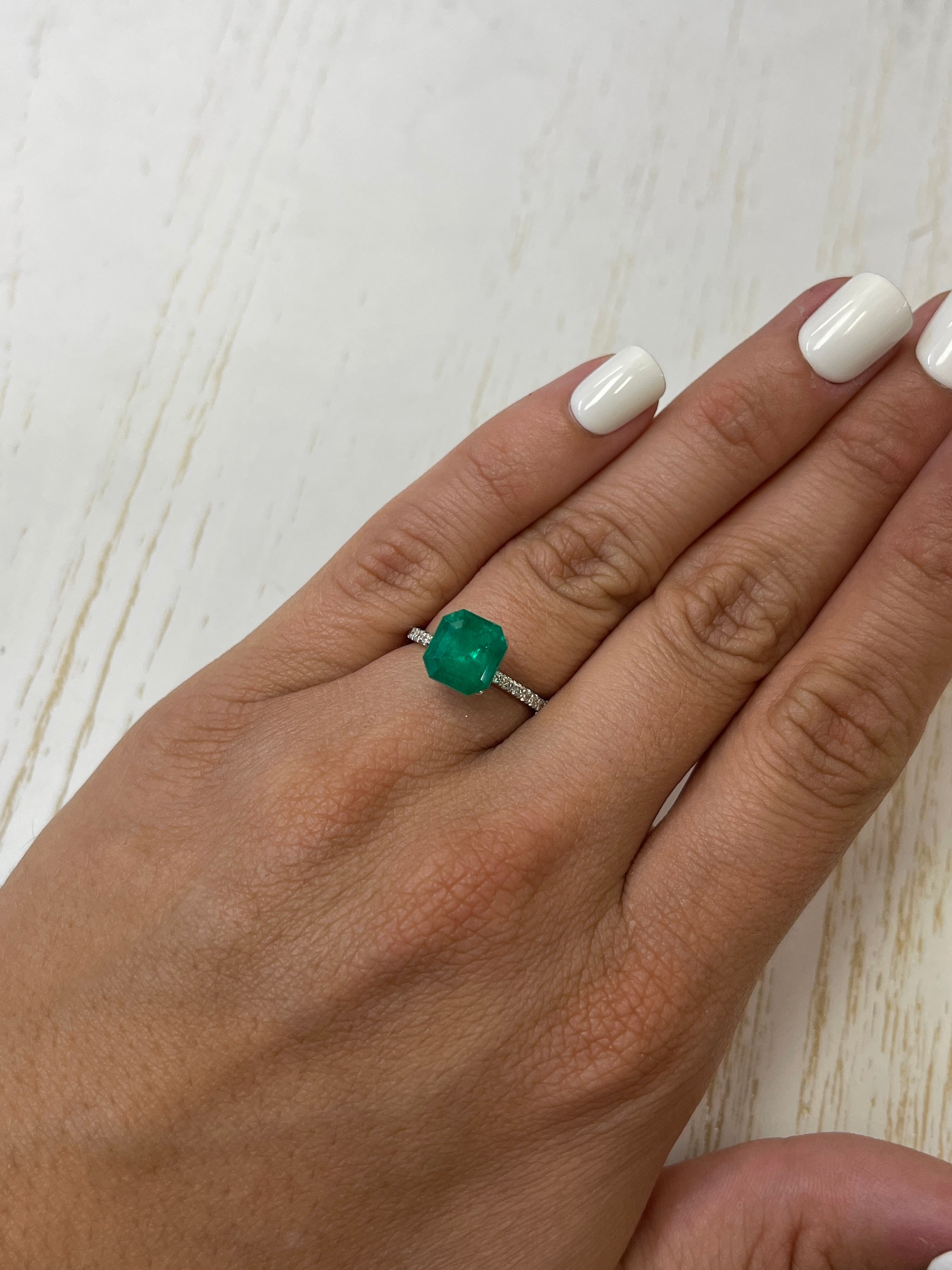 3.33 Carat 9x8.5 Vivid Muzo Colombian Emerald-Asscher Cut with Clipped Corners - JR Colombian Emeralds