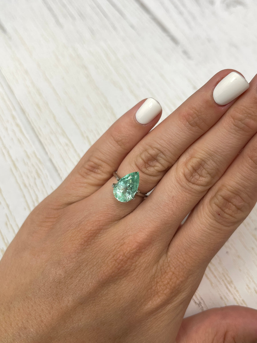 5.57 Carat Vivid Light Green Colombian Emerald - Pear-Cut Gem