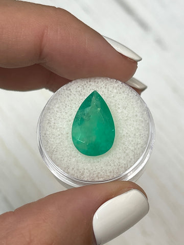 Pear-Shaped 5.63 Carat Colombian Emerald in Stunning Apple Green Hue