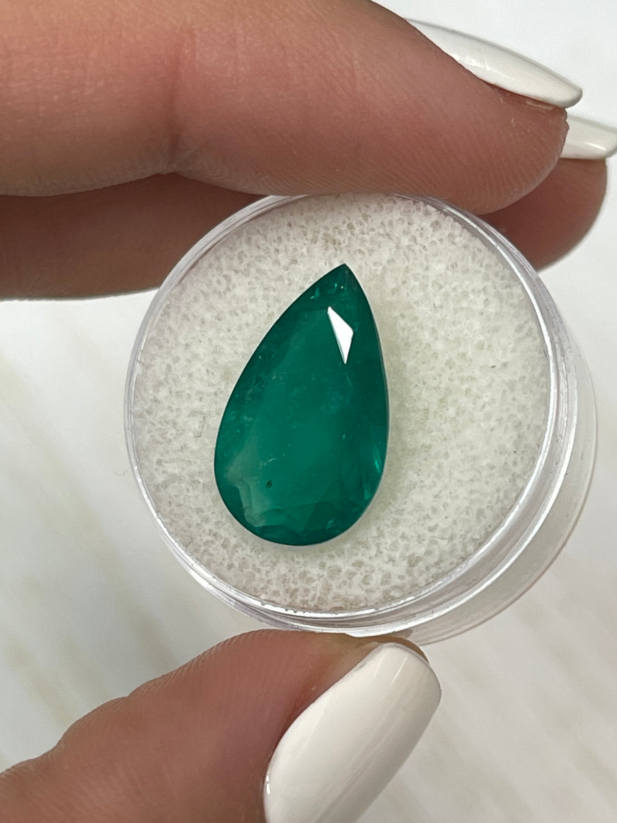 Genuine 5.64 Carat Pear-Cut Muzo Green Colombian Emerald - 17.5x10.5 Dimensions