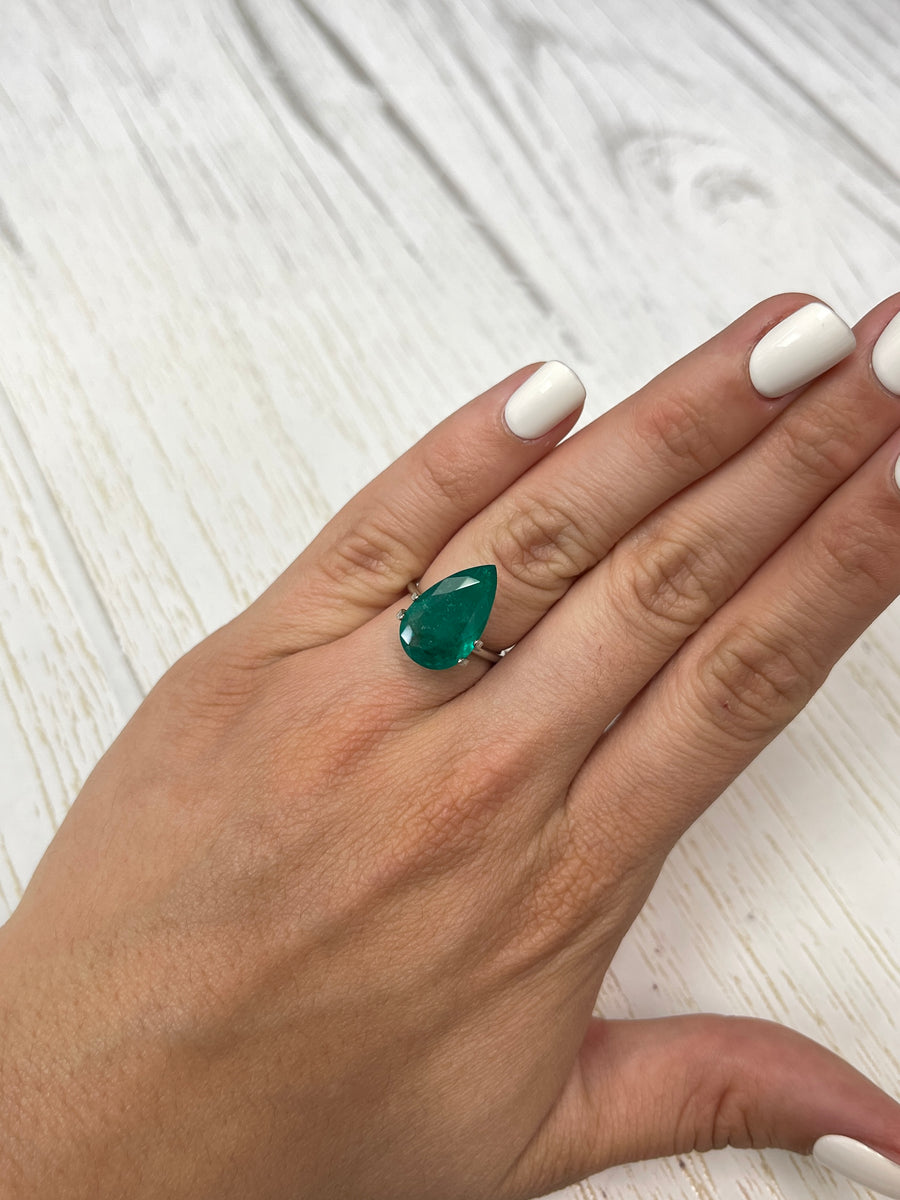 Natural Loose Colombian Emerald - 5.64 Carat Pear-Cut - Rich Dark Green