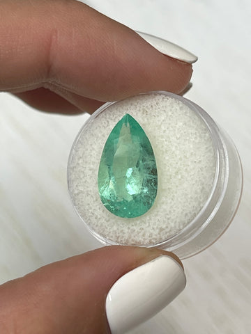 Elegant 6.0 Carat Pear-Cut Light Green Colombian Emerald