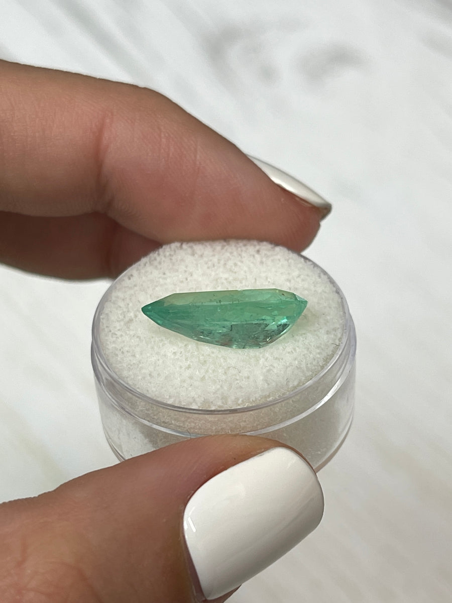 Lustrous 6.0 Carat Pear-Cut Colombian Emerald in Light Green