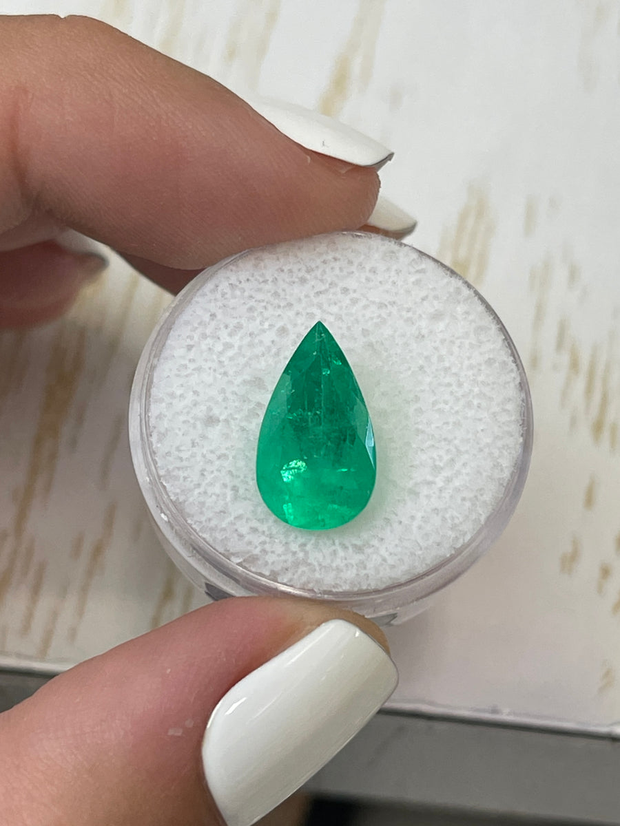 Natural Loose Colombian Emerald - 15x9mm Pear Shape, 4.46 Carats
