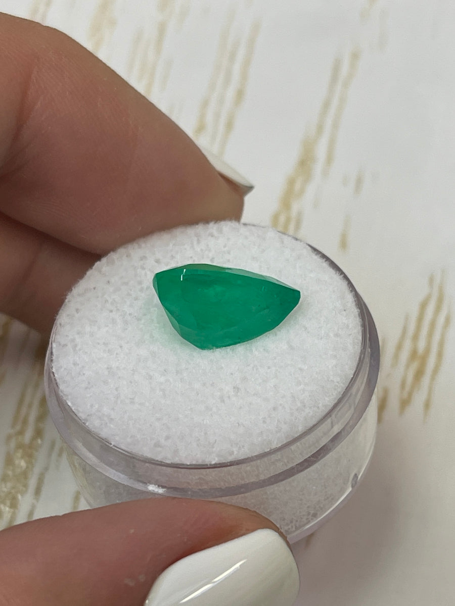 Enhanced SEO Description: 4.52 Carat Pear-Cut Colombian Emerald in Stunning Yellowish Green