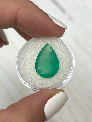 7.36 Carat 17x12 Bi-Color Green Natural Loose Colombian Emerald-Pear Cut