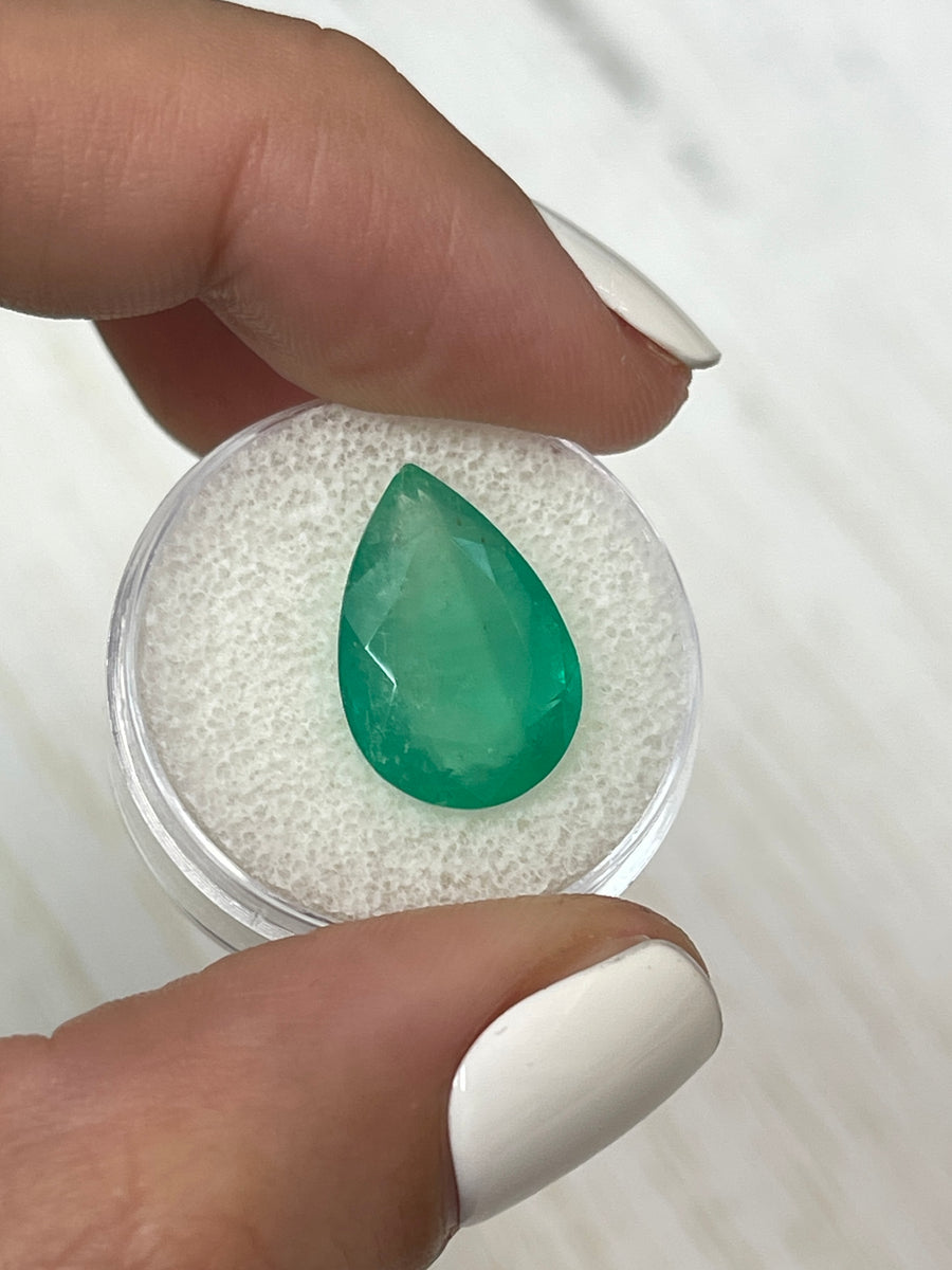 7.36 Carat Pear-Cut Colombian Emerald - Natural Bi-Color Green Gem