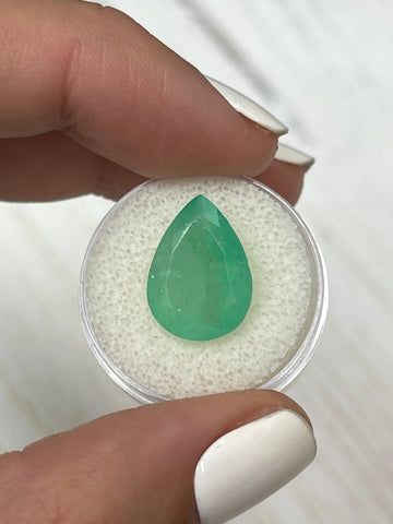 7.70 Carat Semi-Transparent Green Natural Loose Colombian Emerald-Pear Cut