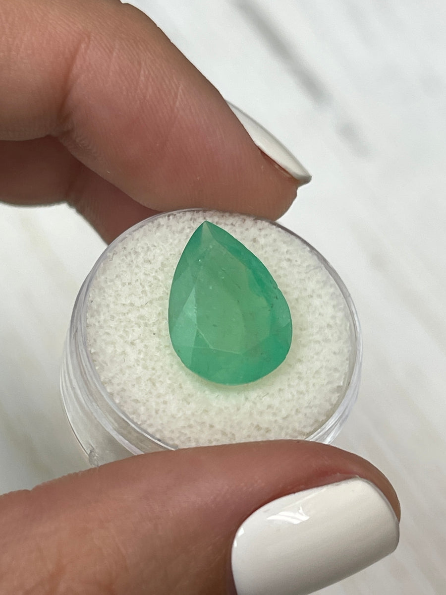 7.70 Carat Semi-Transparent Colombian Emerald in Pear Cut - Natural Green Beauty