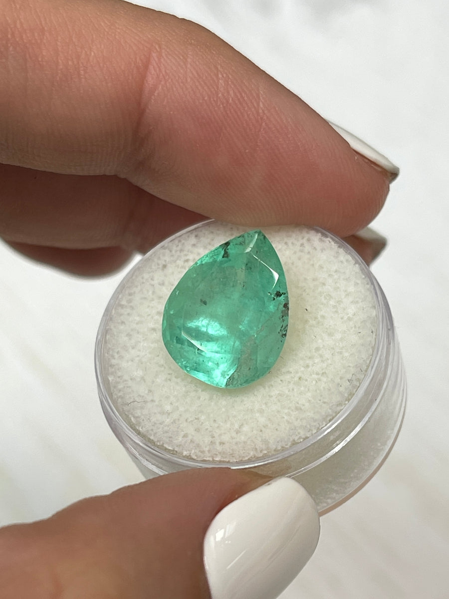 Chunky 15x12 Pear Shaped Colombian Emerald - 7.90 Carats