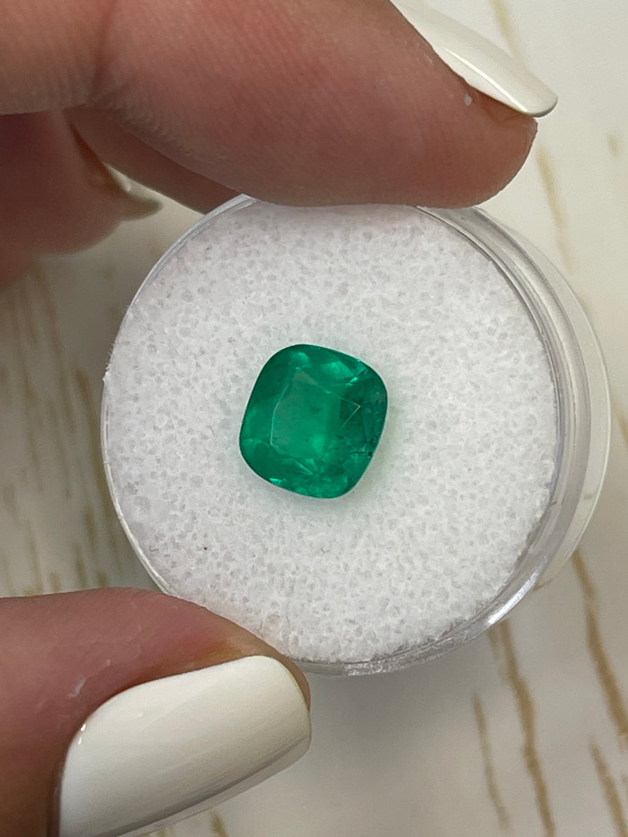 Green Colombian Emerald Gemstone - 2.27 Carat Cushion Shape