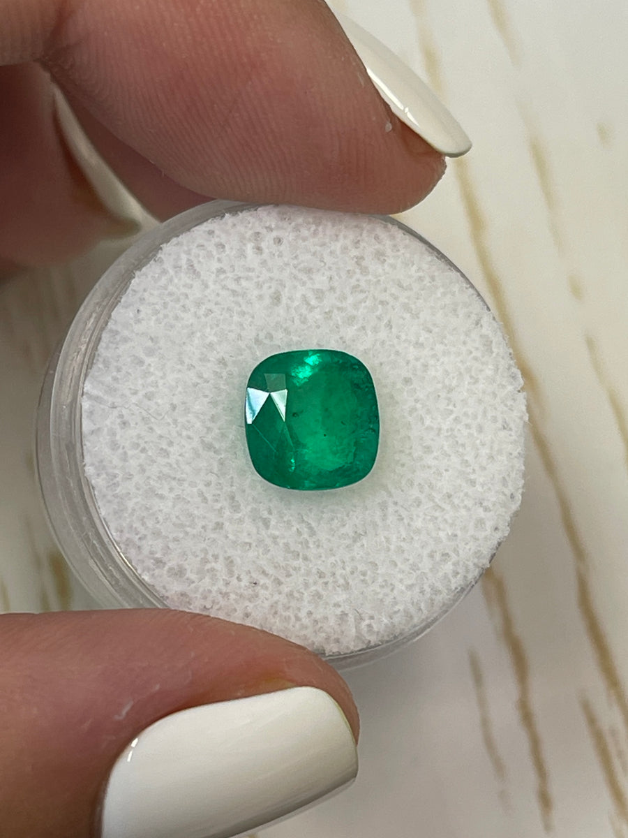 8.5x8.2mm Loose Colombian Emerald - Vibrant Green, 2.27 Carat