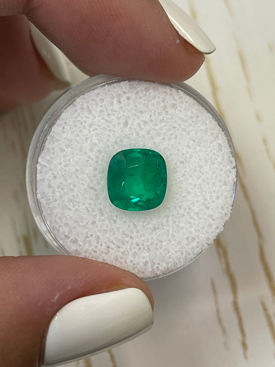 Genuine Colombian Emerald - 2.27 Carat Cushion Cut, 8.5x8.2mm