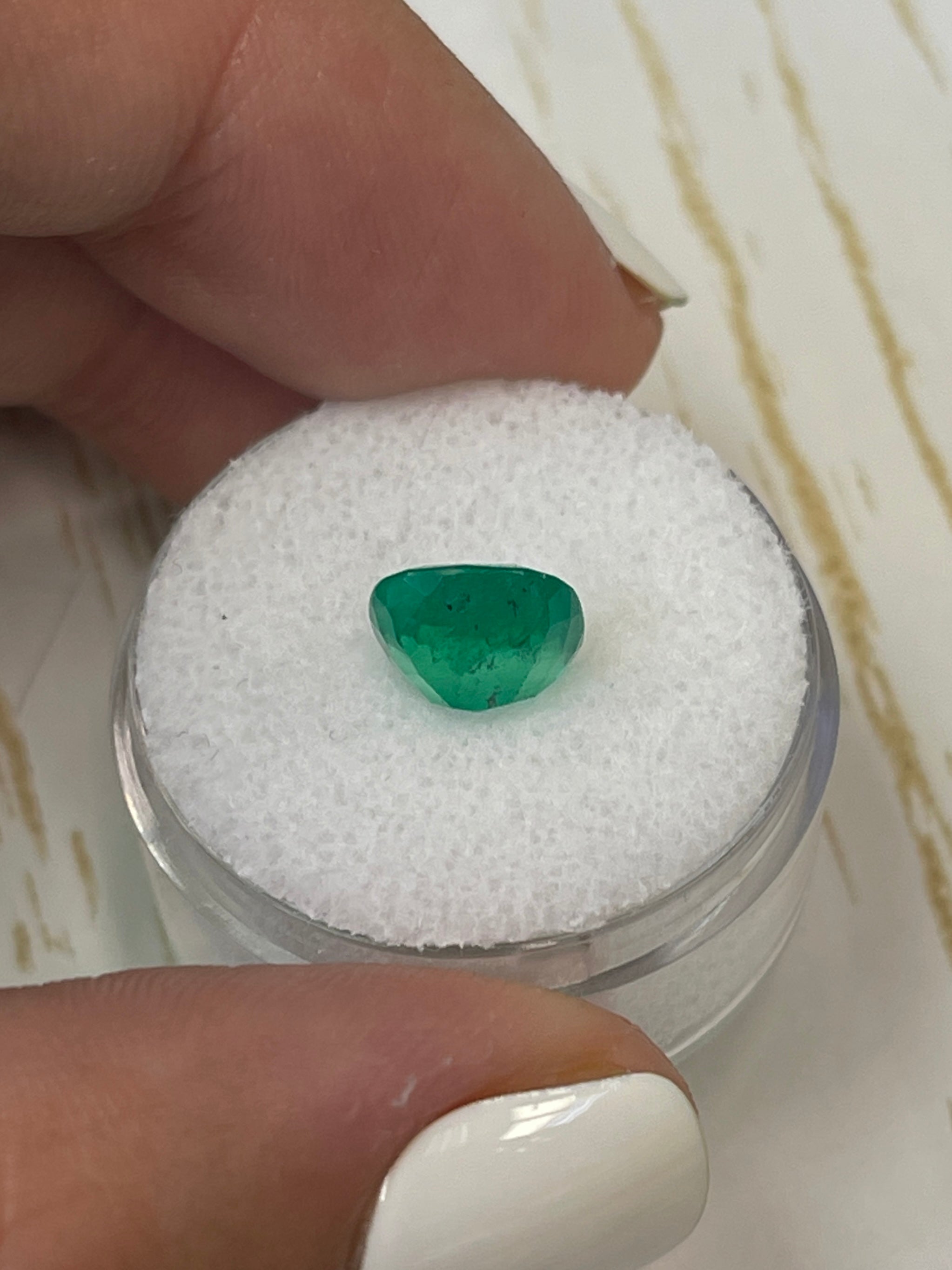 Colombian Emerald Gem - 2.27 Carat, 8.5x8.2mm, Brilliant Green Hue