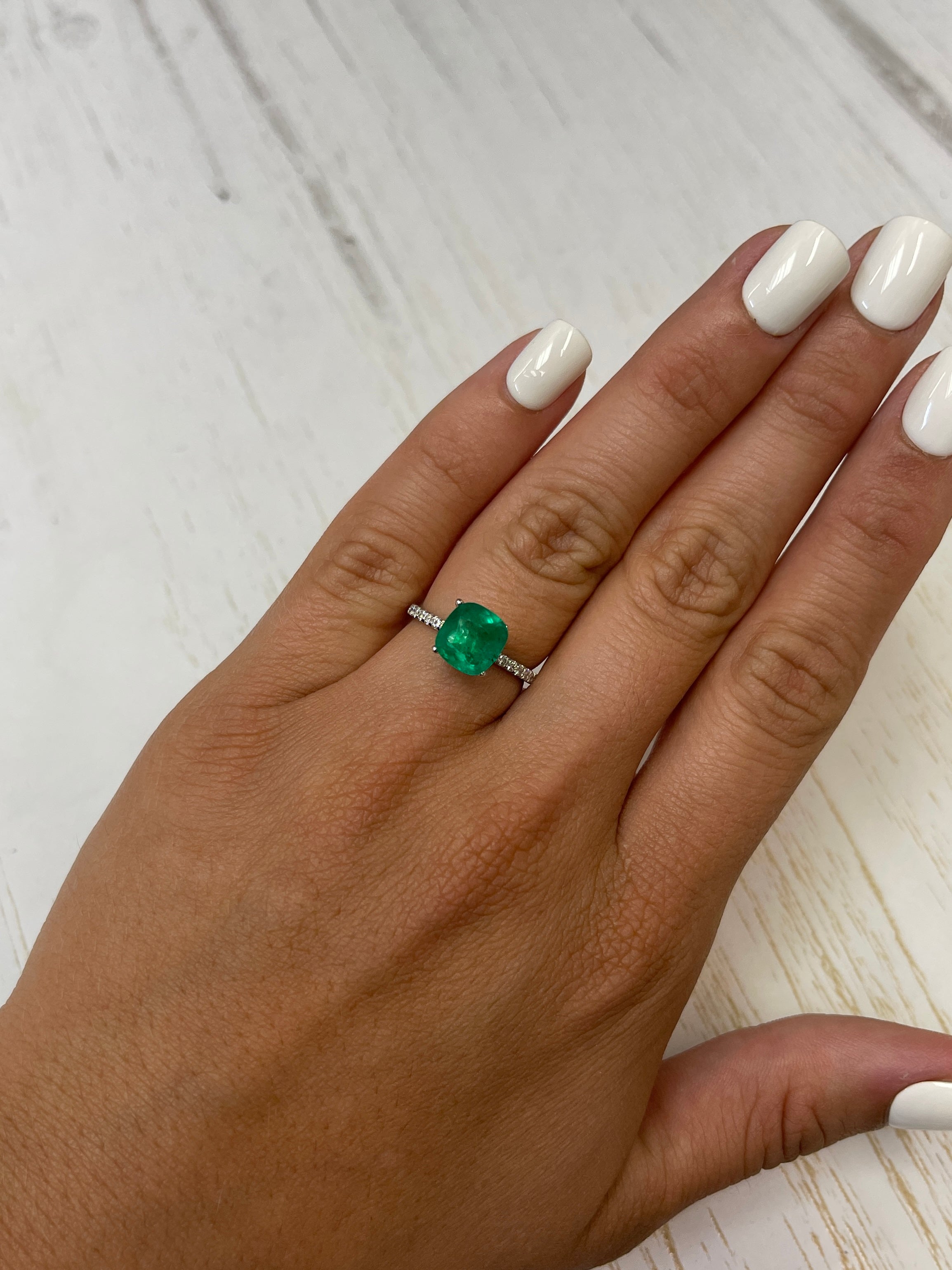 2.27 Carat Cushion Cut Emerald - Authentic Colombian, Green Gem