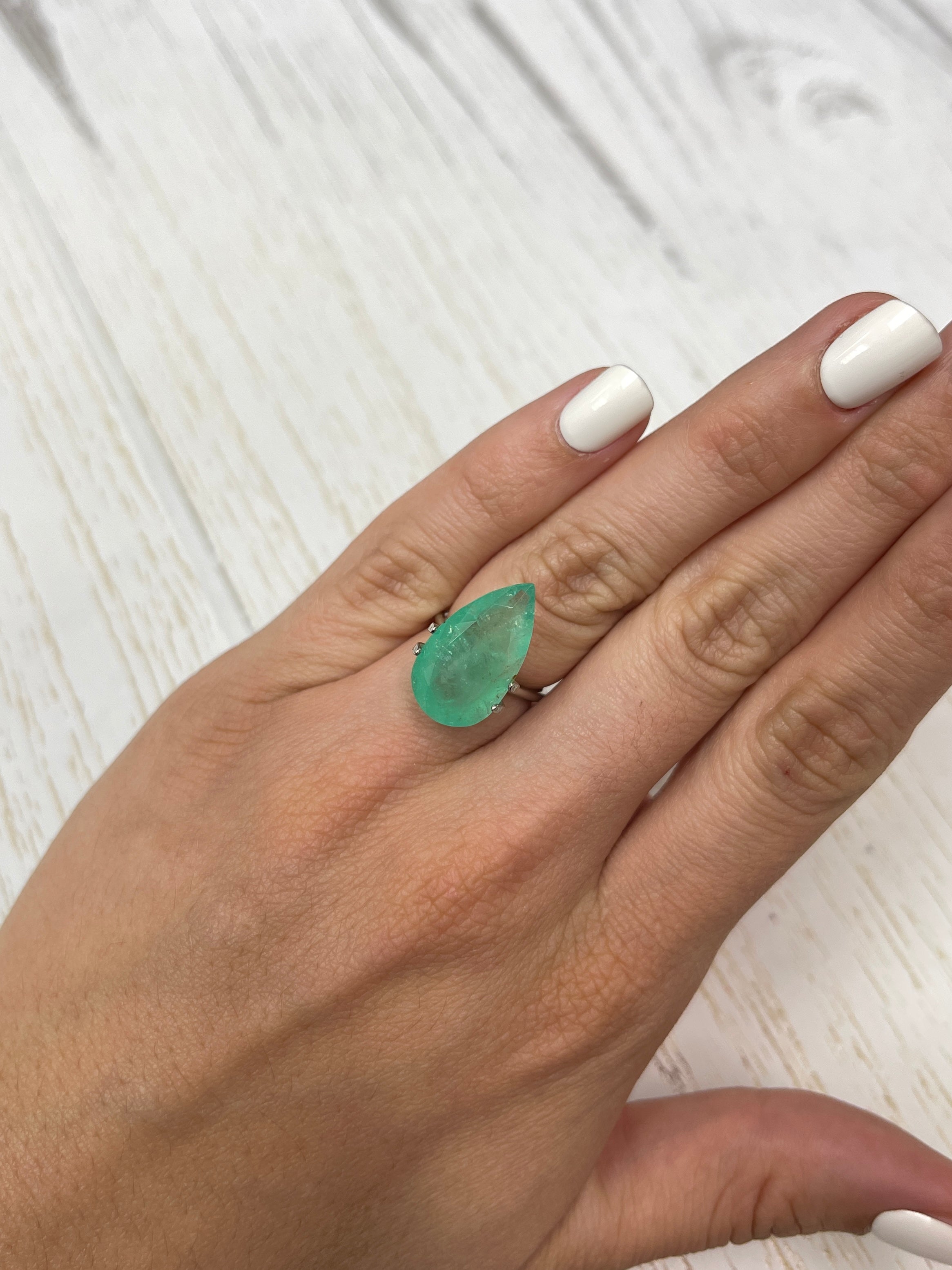 10.89 carat 21x11.5 Huge Natural Loose Colombian Emerald-Pear Cut - JR Colombian Emeralds