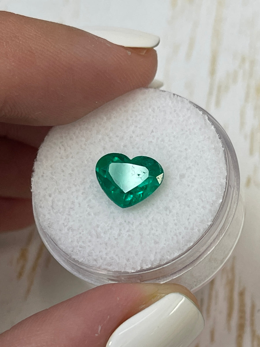 Vivid Muzo Green Colombian Emerald - Heart Cut 2.07 Carat Gemstone in 8x10 Size