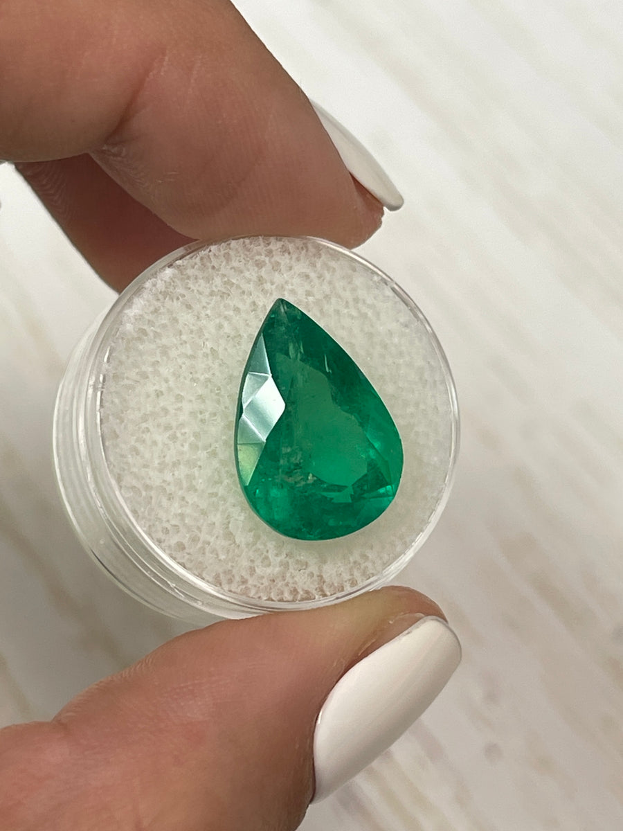 9.40 Carat 17.5x12 Huge Fine Quality Natural Loose Colombian Emerald-Pear Cut