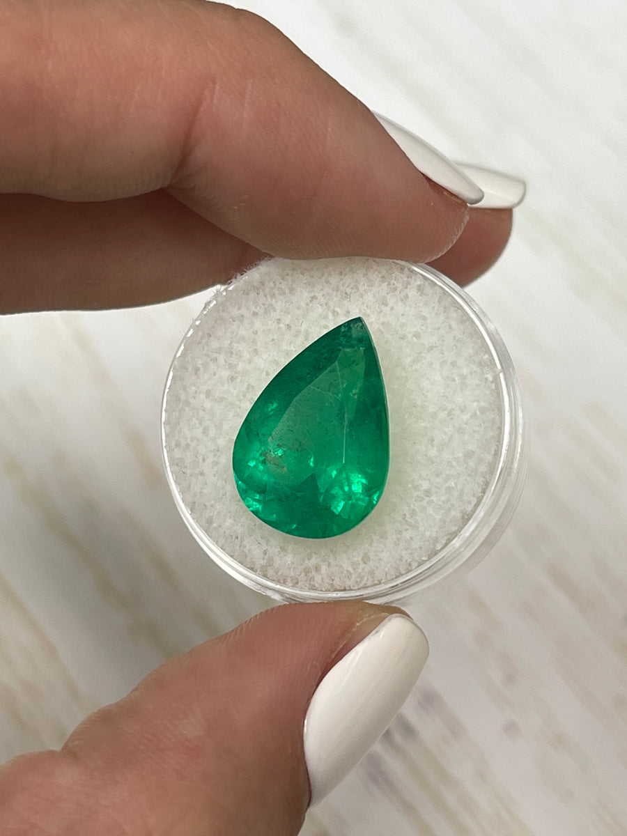 9.40 Carat 17.5x12 Huge Fine Quality Natural Loose Colombian Emerald-Pear Cut