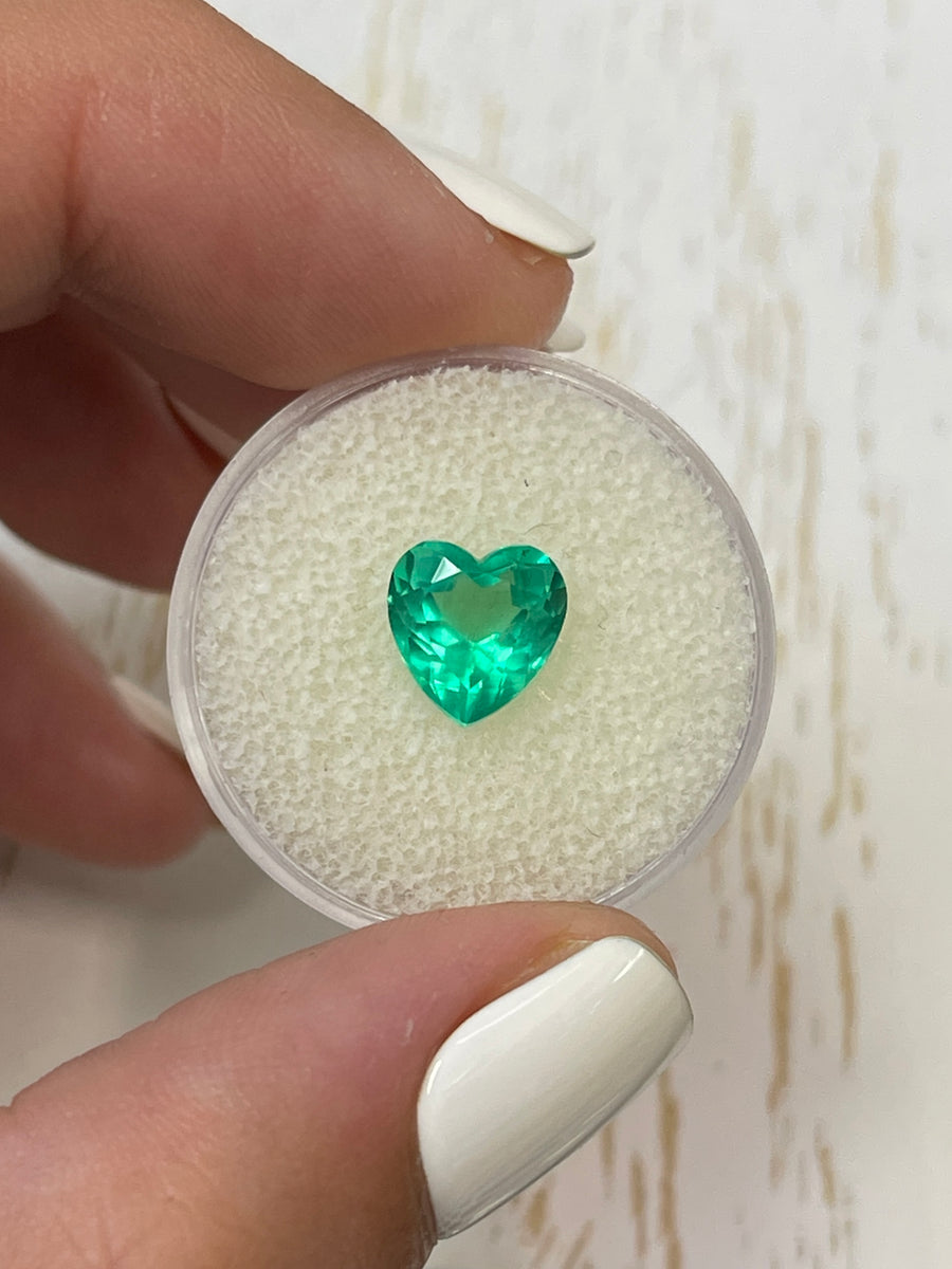Heart-Shaped Colombian Emerald - 2.20 Carat Yellowish Green Gem