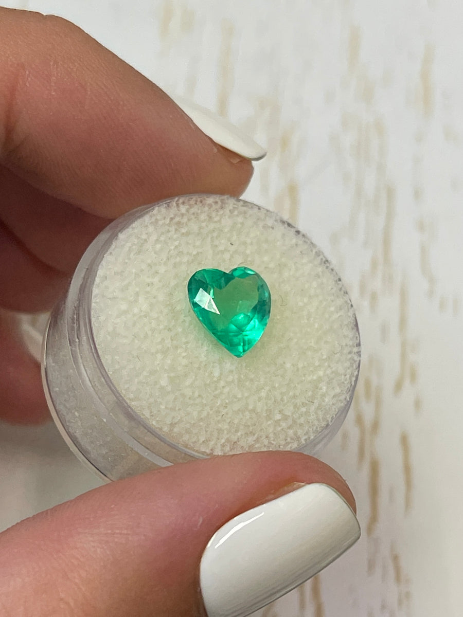 2.20 Carat Loose Colombian Emerald - Heart-Shaped Yellowish Green Gem