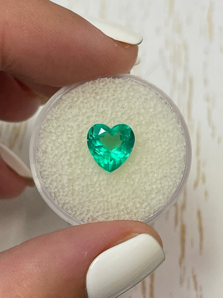 Vivid Yellow-Green Colombian Emerald - 2.20 Carat Heart Cut