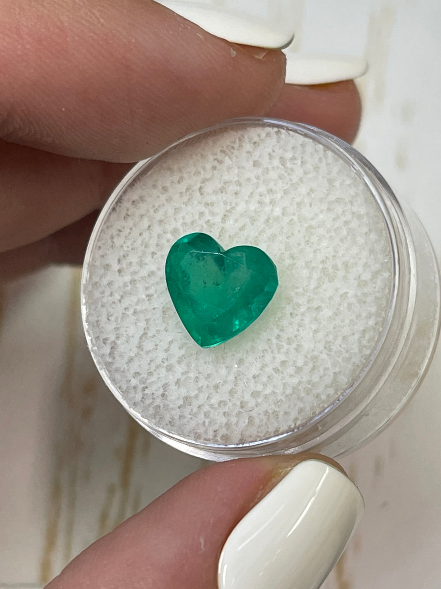 Natural Colombian Emerald Gem - Heart Shaped, 2.87 Carats