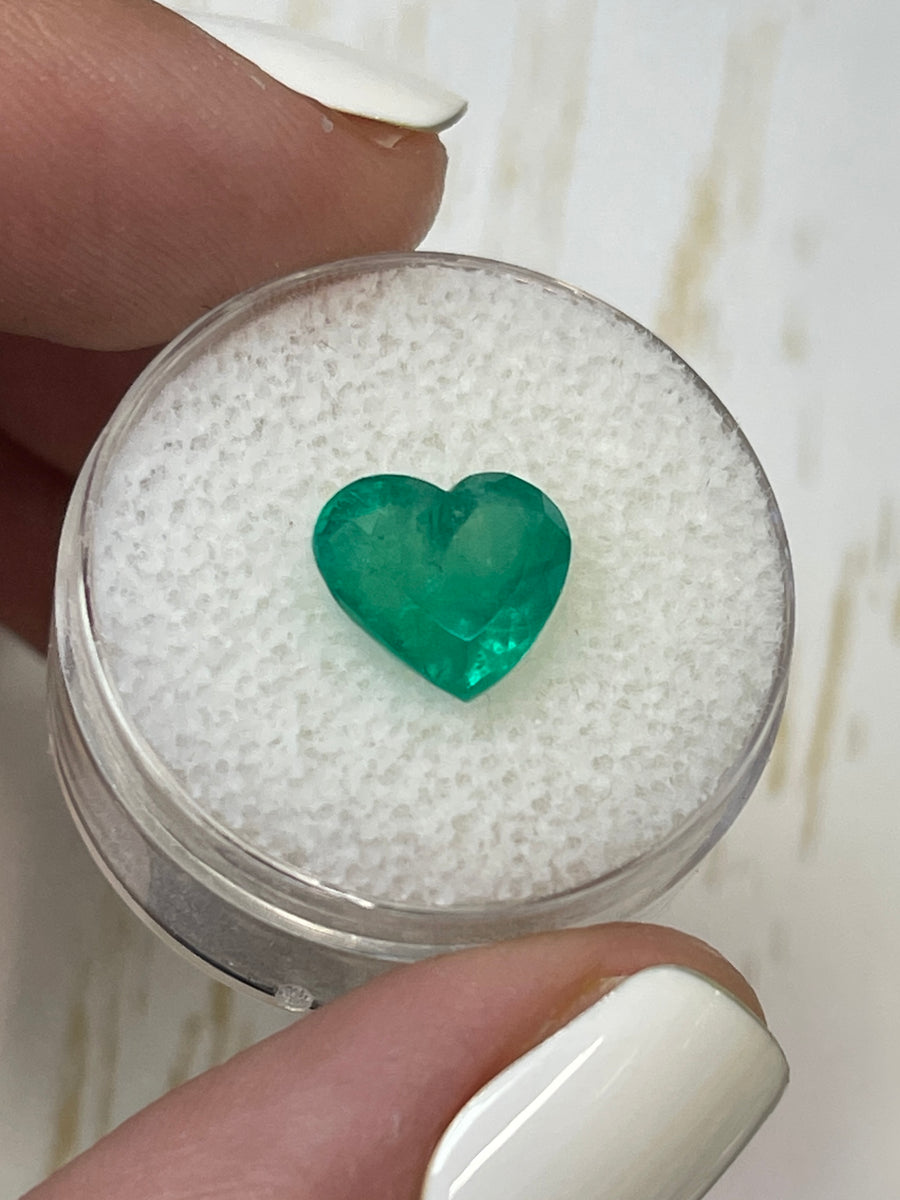 2.87 Carat Loose Colombian Emerald - Brilliant Green Heart Cut