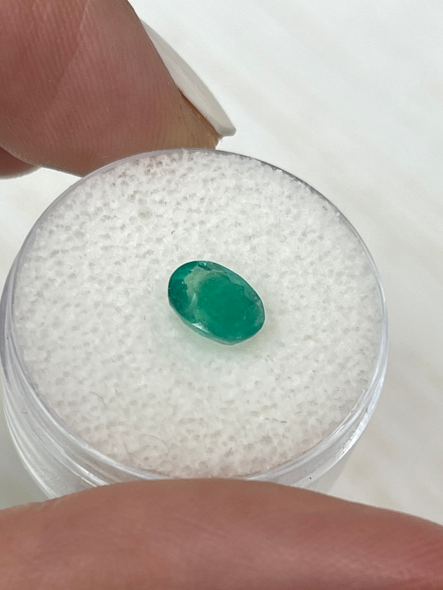 1.19 Carat Semi-Transparent Rich Green Natural Loose Colombian Emerald-Oval Cut