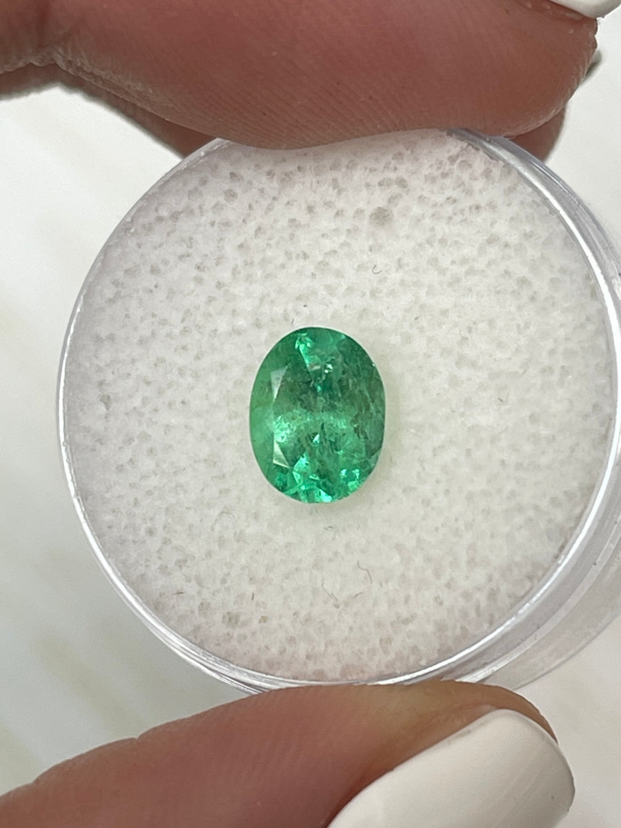 Vivid Yellow-Green 19 Carat Colombian Emerald - Oval Shape