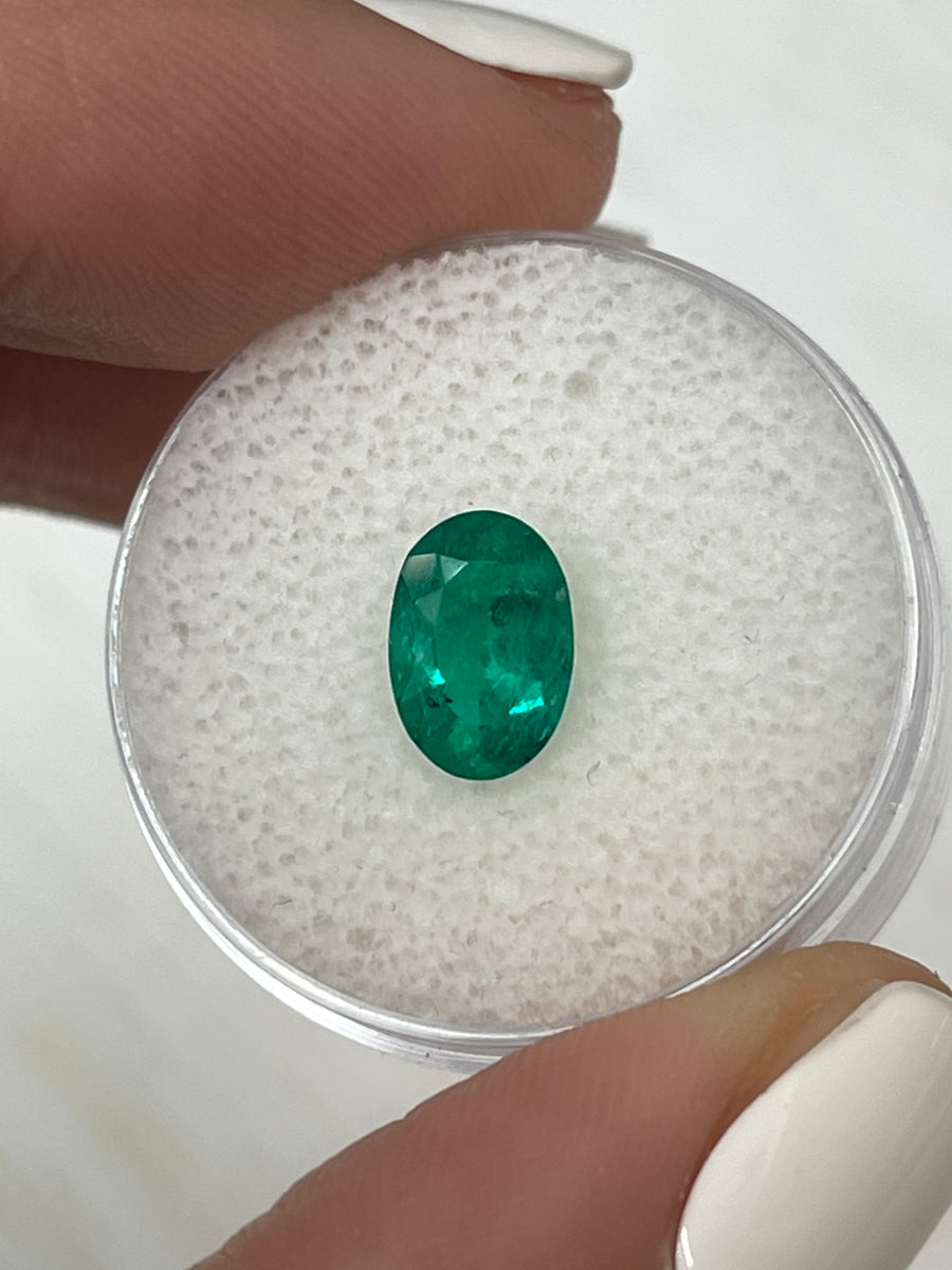 1.20 Carat GIA 9x6 Elongated Dark Green Natural Loose Colombian Emerald-Oval Cut