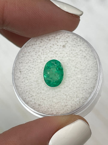 1.20 Carat Bright Spring Green Natural Loose Colombian Emerald-Oval Cut