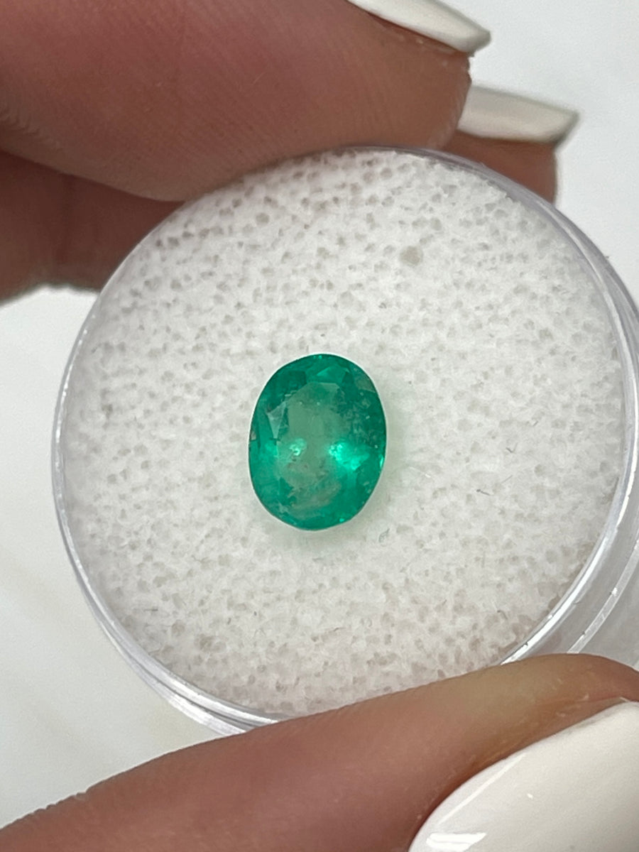 1.26 Carat Bright Spring Green Natural Loose Colombian Emerald-Oval Cut