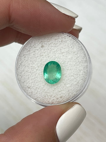 1.29 Carat Unique Bi-Color Green Natural Loose Colombian Emerald-Oval Cut