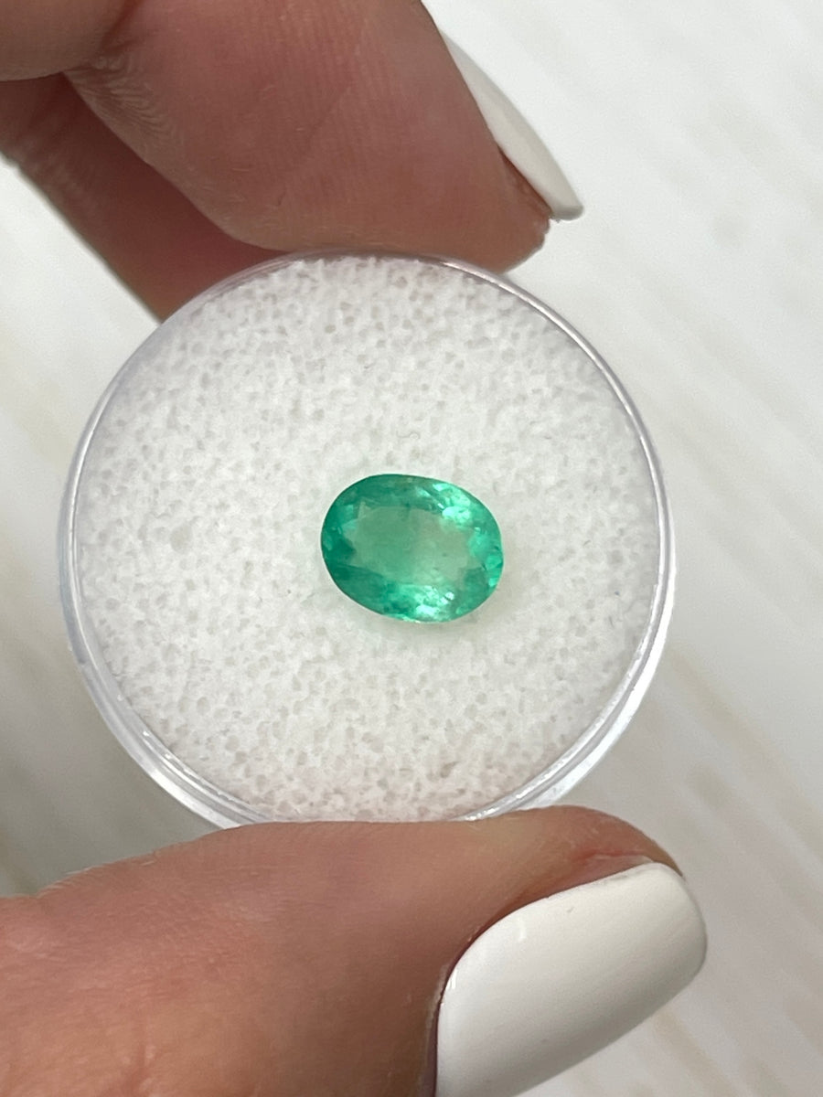 Rare Bi-Color Green 29 Carat Colombian Emerald - Oval Cut Gemstone for Sale