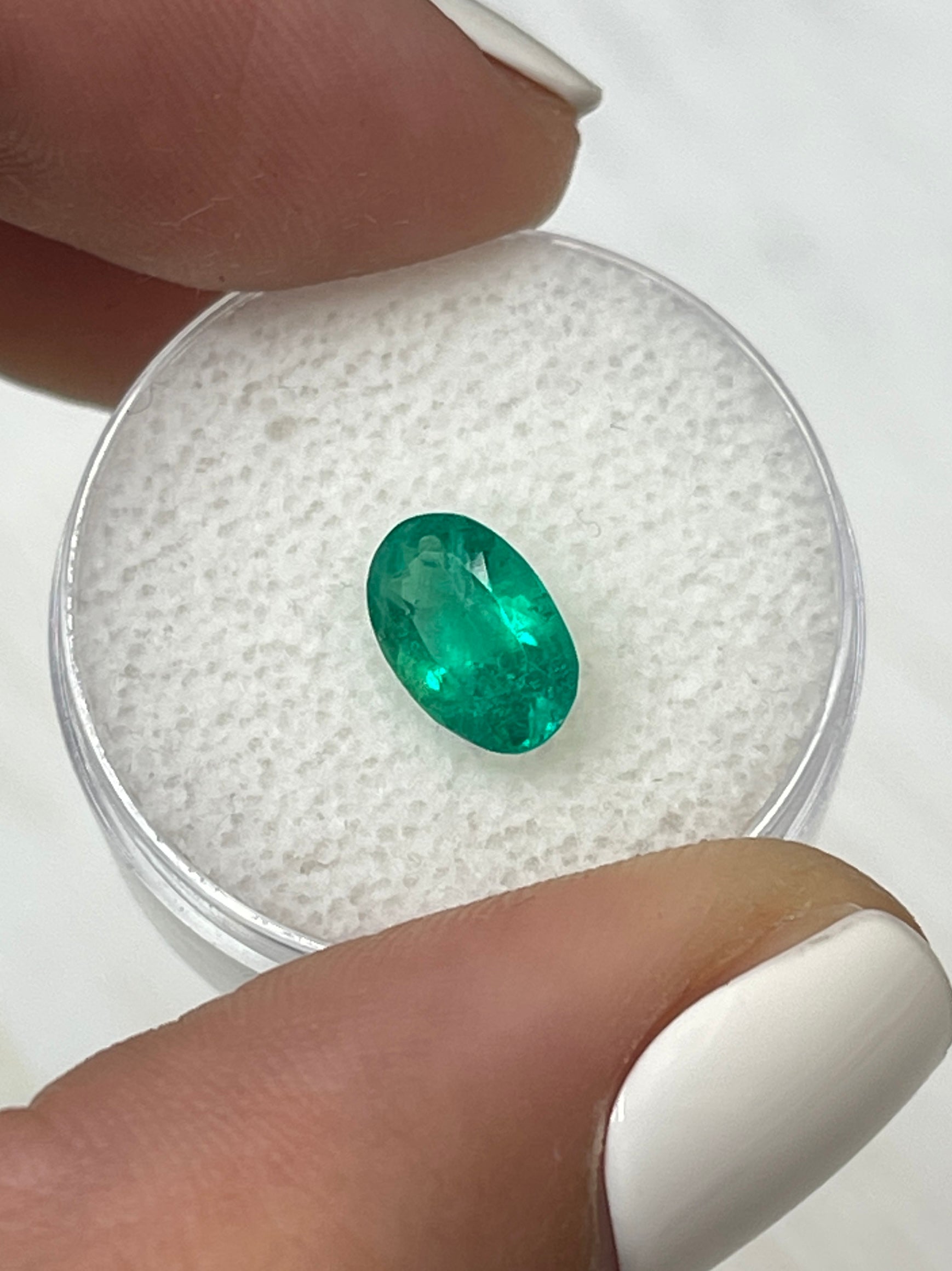 1.35 Carat 9.5x6 Elongated Grass Green Natural Loose Colombian Emerald-Oval Cut - JR Colombian Emeralds