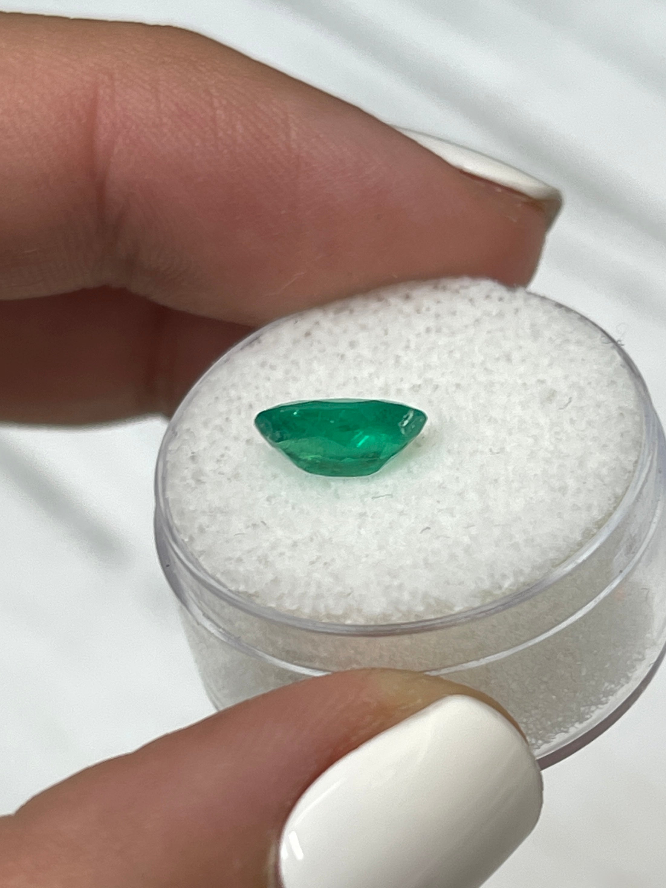 1.35 Carat 9.5x6 Elongated Grass Green Natural Loose Colombian Emerald-Oval Cut - JR Colombian Emeralds