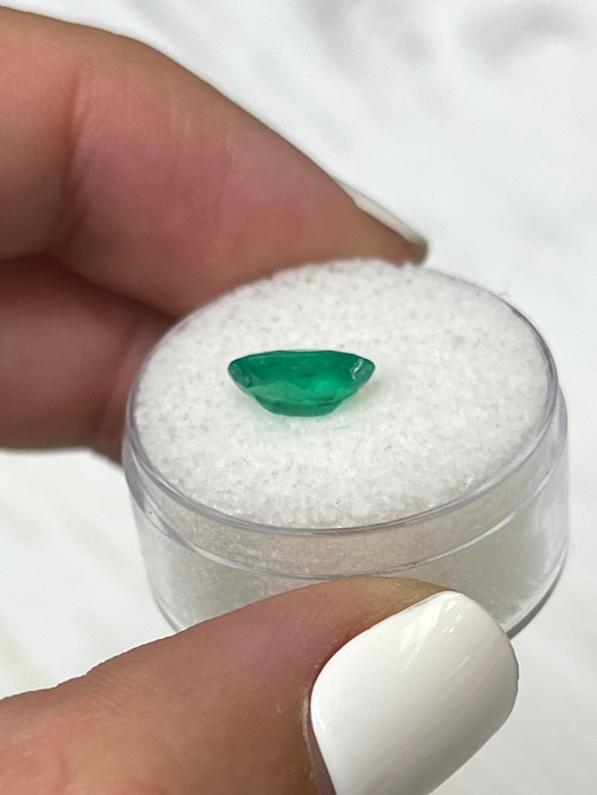 1.35 Carat 9.5x6 Elongated Grass Green Natural Loose Colombian Emerald-Oval Cut - JR Colombian Emeralds