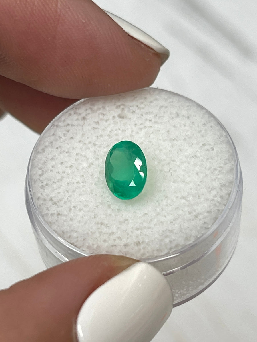 1.40 Carat Bright Apple Green Natural Loose Colombian Emerald-Oval Cut