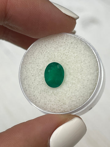 Oval-Cut Colombian Emerald: 1.49 Carat Dark Green Natural Gem