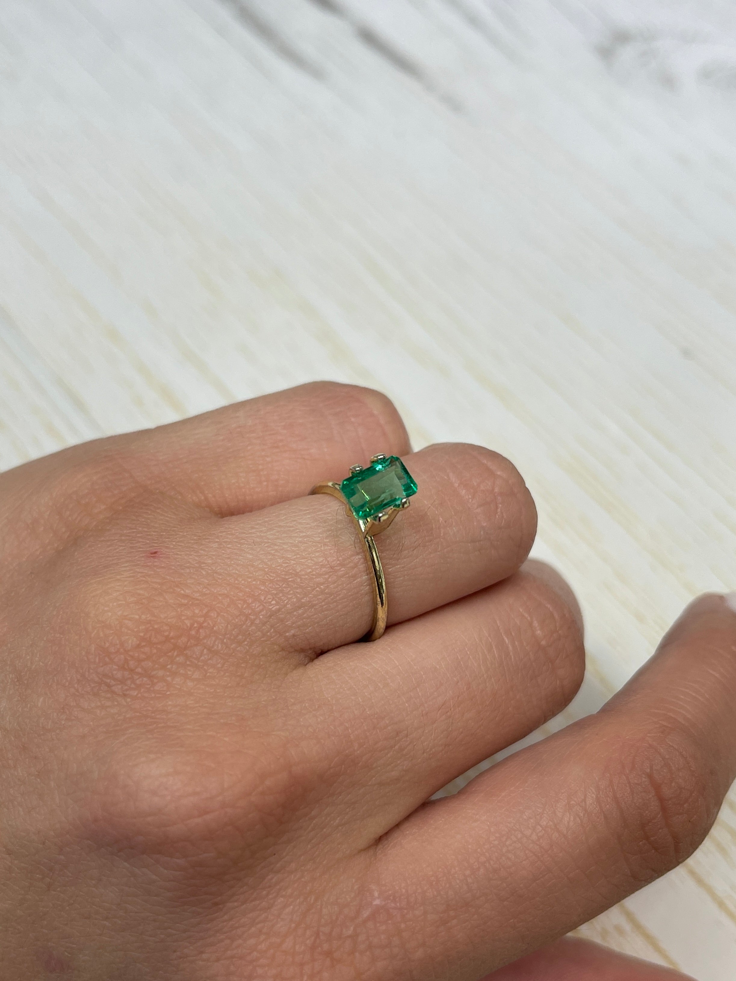 1.50 Carat 8x5 Elongated Muzo Green Natural Loose Colombian Emerald- Emerald Cut - JR Colombian Emeralds