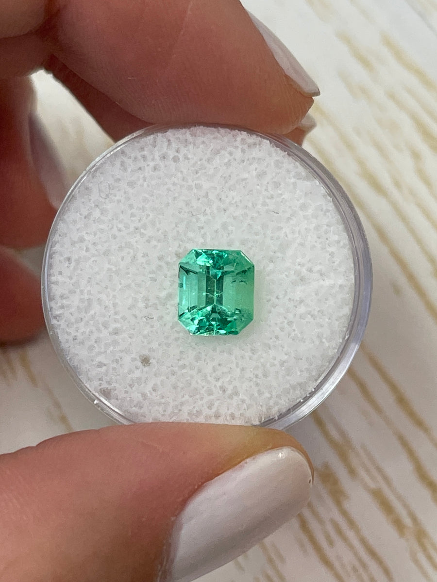 1.66 Carat Colombian Emerald: Unset, Glowing Light Green, VS Clarity