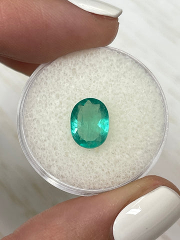 Oval Cut Colombian Emerald - 1.53 Carat Light Green Loose Gemstone